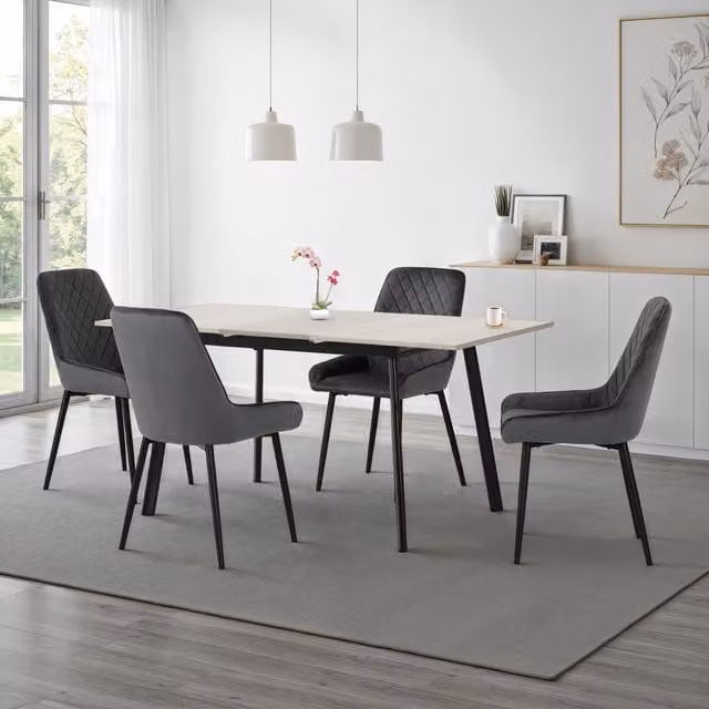 Seconique Avery Extending Rectangular Dining Set with Grey Chairs