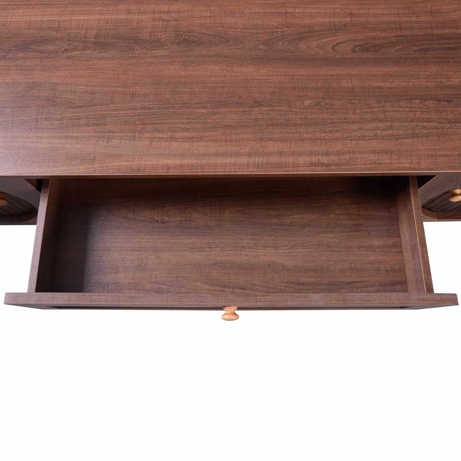 Aosom Modern Natural Walnut TV Stand with Rattan Drawers and Solid Wood Legs, W: 170 cm, D: 39.5 cm, H: 46 cm – 6