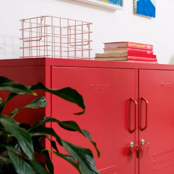 Mustard Made The Lowdown Freestanding Metal Storage Locker in Poppy Red, W/D/H: 40 x 40 x 72 cm – 4
