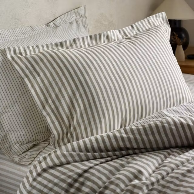 Make It A Home Hebden Melange Stripe Cotton Pillowcase Set in Brown