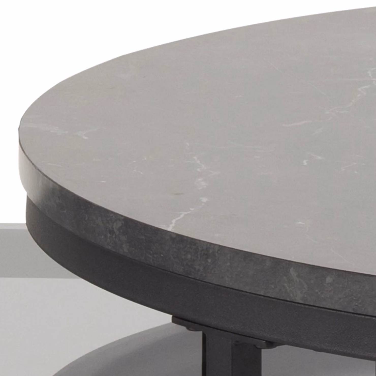 Furniture To Go Spiro Modern Round Coffee Table Set with Black Marble and Smoked Melamine Glass Tops – 5