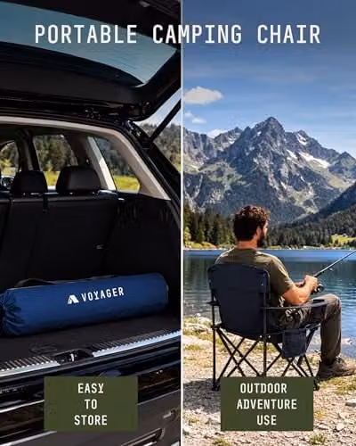 Voyager 2-Pack Lightweight Folding Camping Chairs with Cup Holders and Pockets, Blue – 8