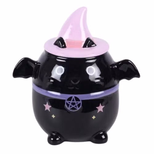 Something Different Wholesale Bat Cat Ceramic Oil Burner in Black and Purple – 1