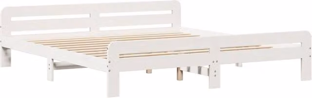 Berkfield Home Solid Wood Pine Bed Frame in White, W/D/H: 200 x 203.5 x 53 cm