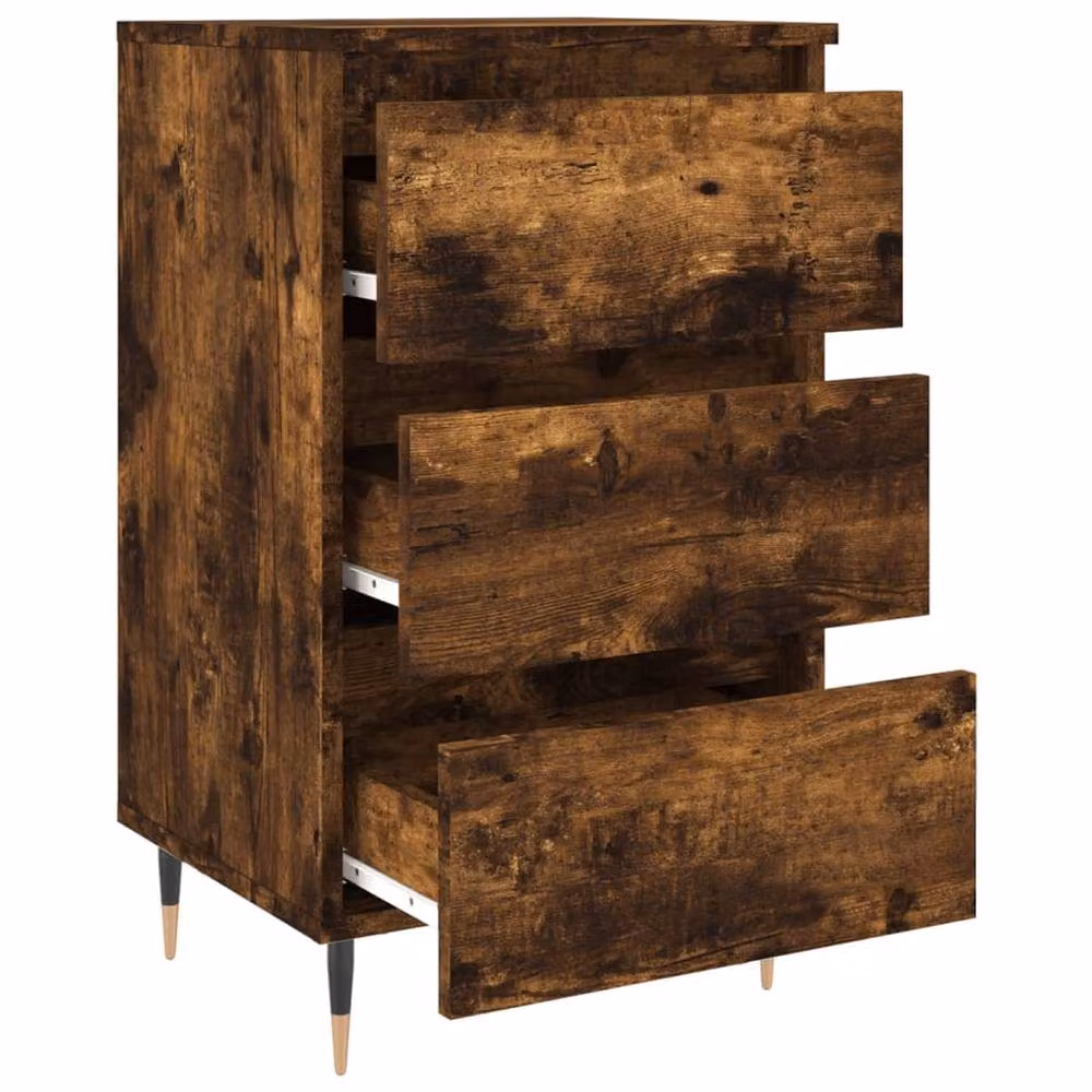 Berkfield Home Elegant Bedside Cabinets, 2 Piece Set in Smoked Oak Brown, W/D/H: 40 x 35 x 69 cm – 4