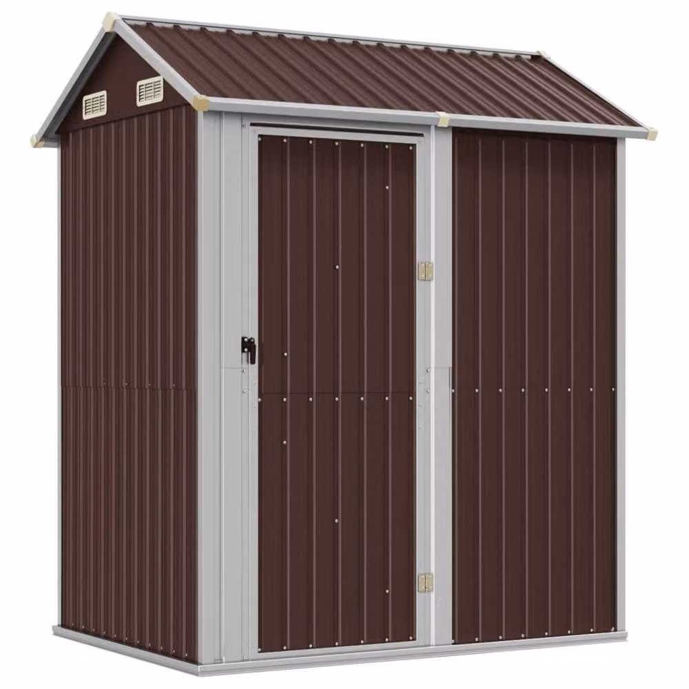 Berkfield Home Brown Galvanised Steel Garden Shed W/D/H: 192 x 152.5 x 237 cm – 2