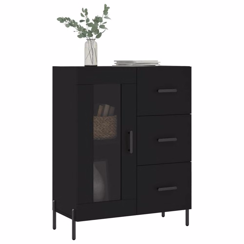 Berkfield Home Black Matt Sideboard W: 69.5 cm, D: 34 cm, H: 90 cm – 3