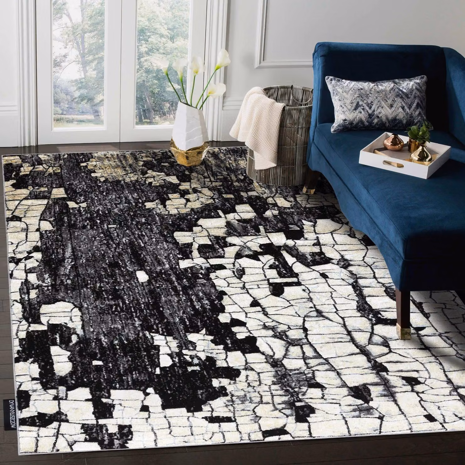 RugsX De Luxe Gold Rectangular Rug with High-Low Effect, W: 120 cm, L: 170 cm – 4