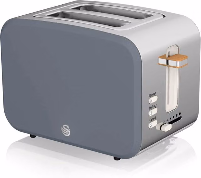 Swan 2 Slice Metal Toaster with Cable Storage in Grey or White