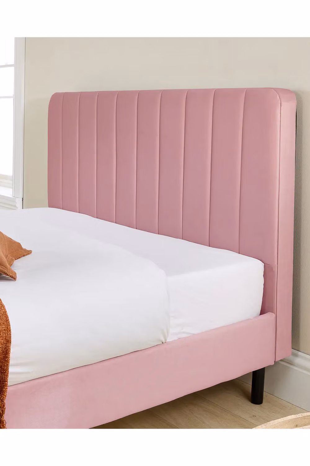 Aspire Rosella Pink Velvet Upholstered Super King Bed W/D/H: 200 x 200 cm – 2