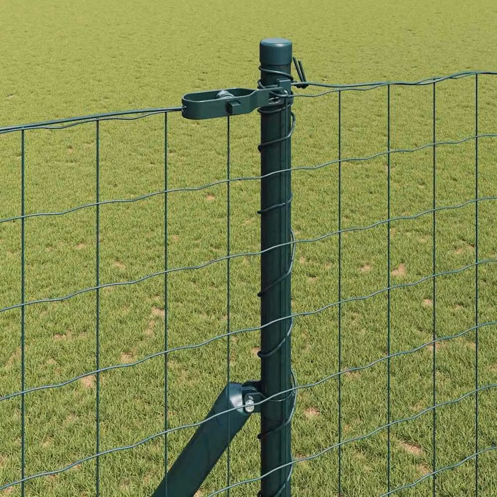Berkfield Home Euro Fence with 7 Posts, Galvanised Steel, Green, W: 10 m, H: 1.5 m – 3