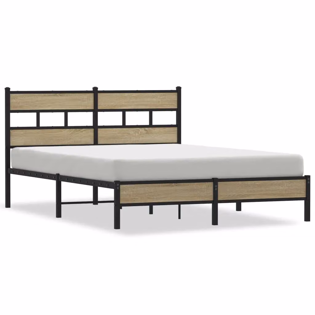 Berkfield Home Sonoma Oak Bed Frame in Brown, W/D/H: 140 x 200 cm – 2
