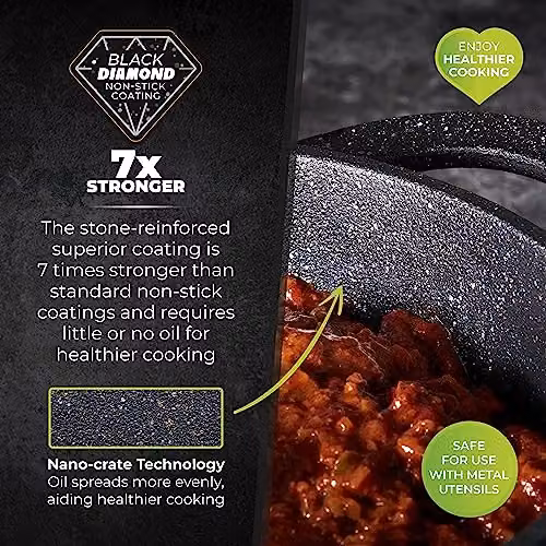 Tower Precision Non-Stick Cast Aluminium Casserole Dish with Lid, Black, 20cm – 3