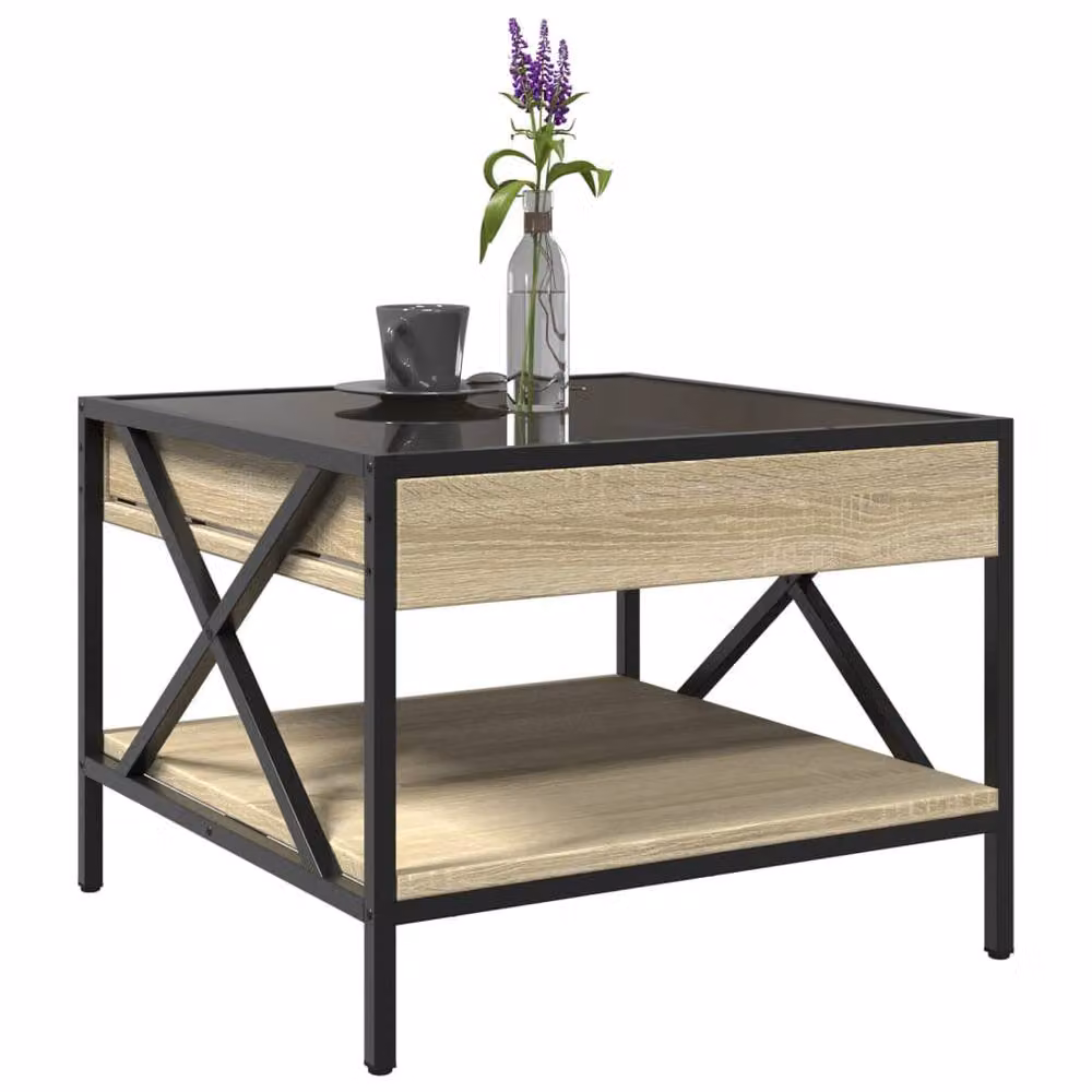 Berkfield Home Infinity LED Coffee Table in Sonoma Oak Brown, W/D/H: 50 x 50 x 38 cm – 2