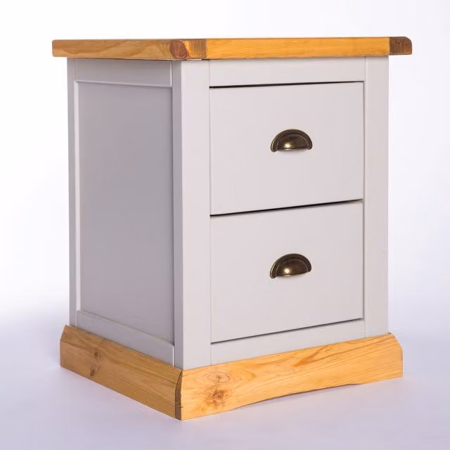 Cabinet Bits Bomporto 2 Drawer Bedside Table in Light Grey and Gold