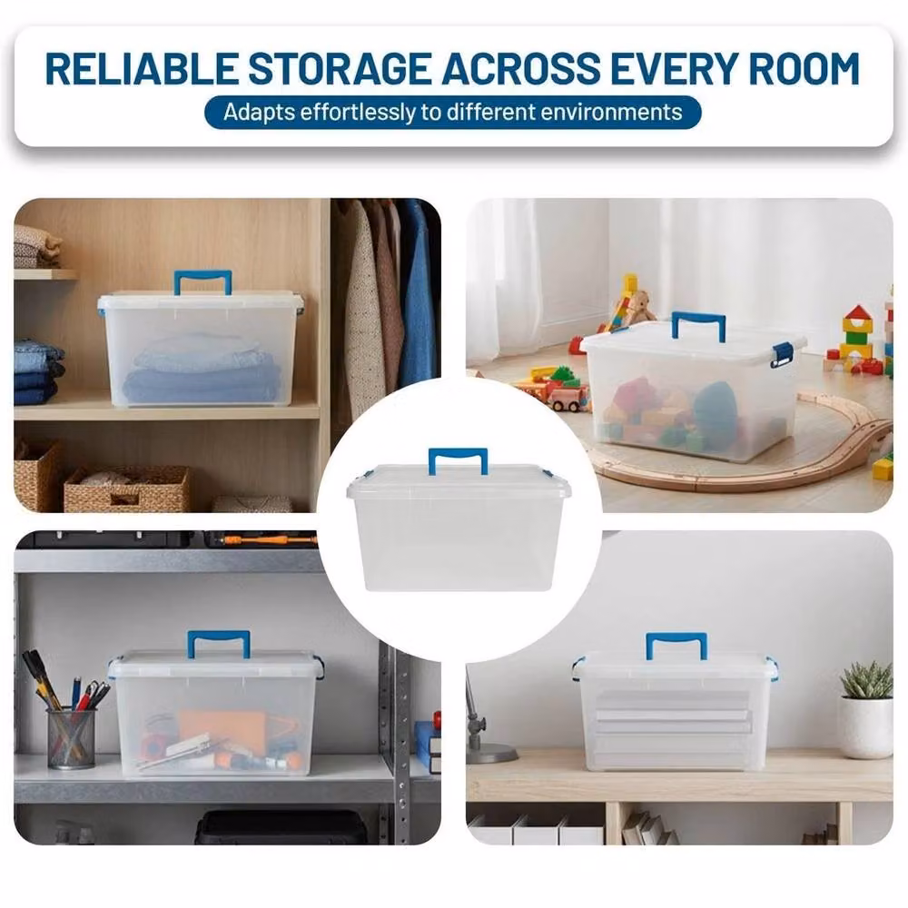 EONLION Transparent Plastic Stackable Storage Boxes with Handles, W: 50.0 cm, D: 29.0 cm, H: 15.0 cm – 3