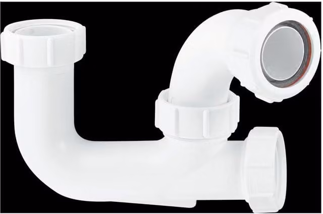 McAlpine L10 White Plastic 75mm Tubular Bath Trap with 1.5 inch Multifit Horizontal Outlet