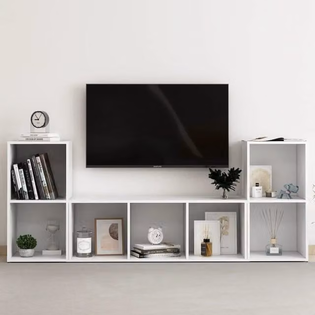 Berkfield Home 3 Piece Classic White Matt TV Cabinet and Lowboard Set
