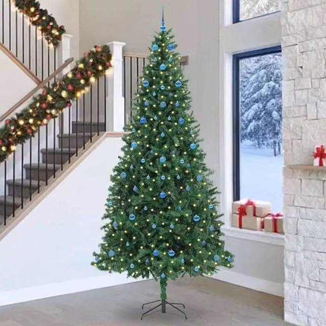 Berkfield Home Artificial Green Christmas Tree with 300 LEDs and Stand, Height: 300 cm