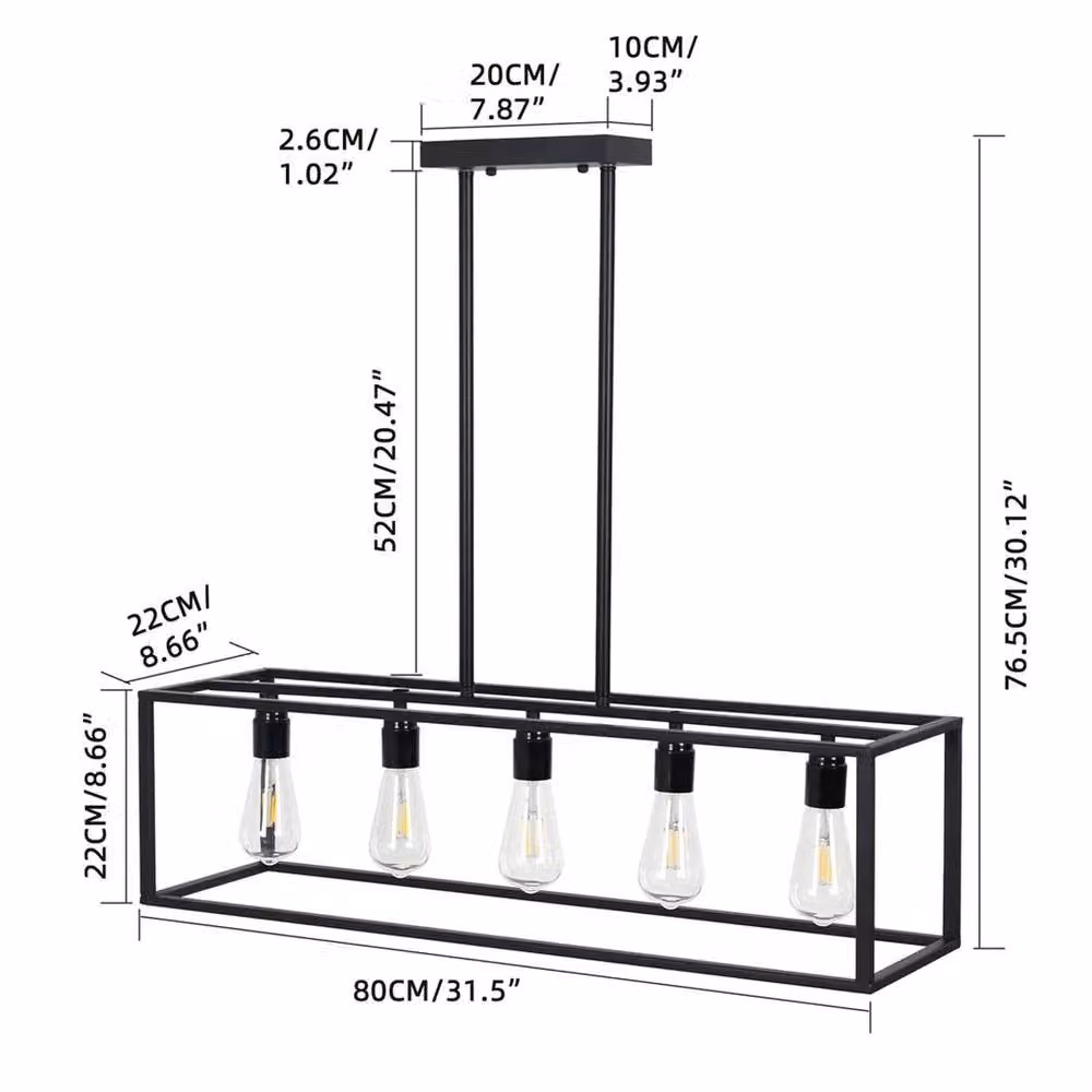 NESTLUNE Farmhouse Chandelier Matte Black Metal Industrial Hanging Lamp – 2