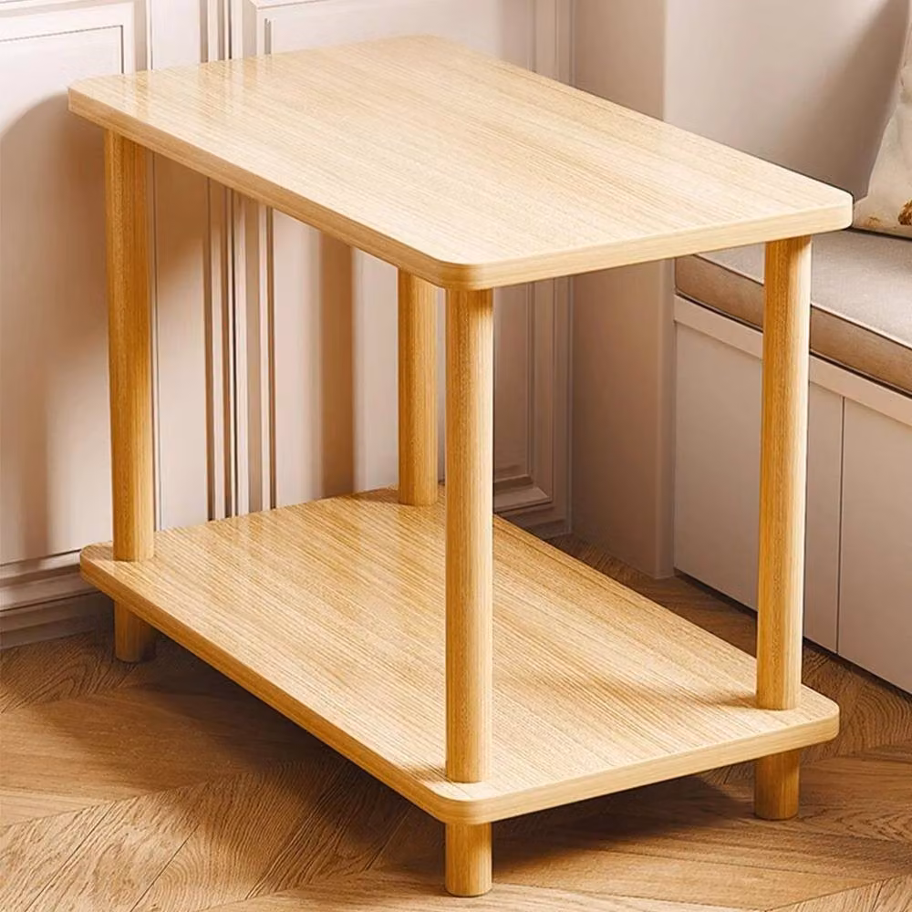 KORVIXA Yellow 2 Tier Wooden Bedroom Bedside Cabinet in Natural – 3
