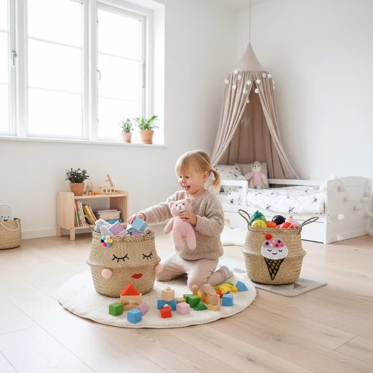 Bellybambino Large Seagrass Ice Cream Basket with Open Weave Design