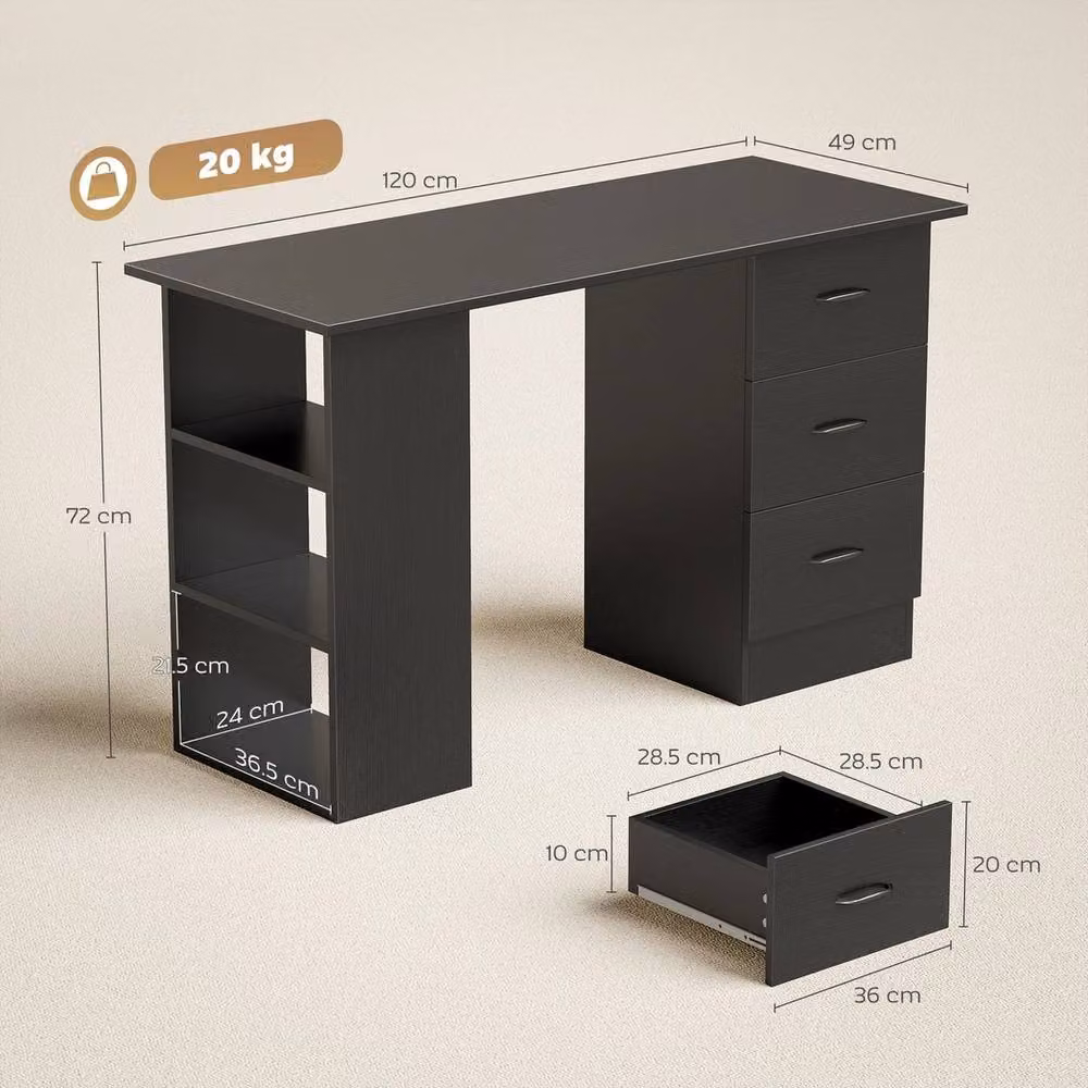 NESTLUNE Black Modern Matt PC Table Workstation Computer Desk – 2