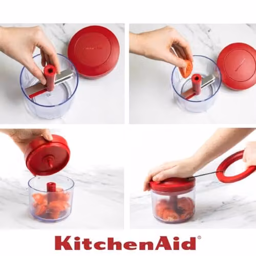 KitchenAid Manual Food Chopper in Red with Stainless Steel and Plastic Components – 5