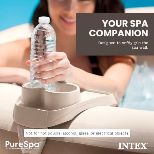 Intex PureSpa Grey Plastic Hanging Cup Holder with Shelf – 6