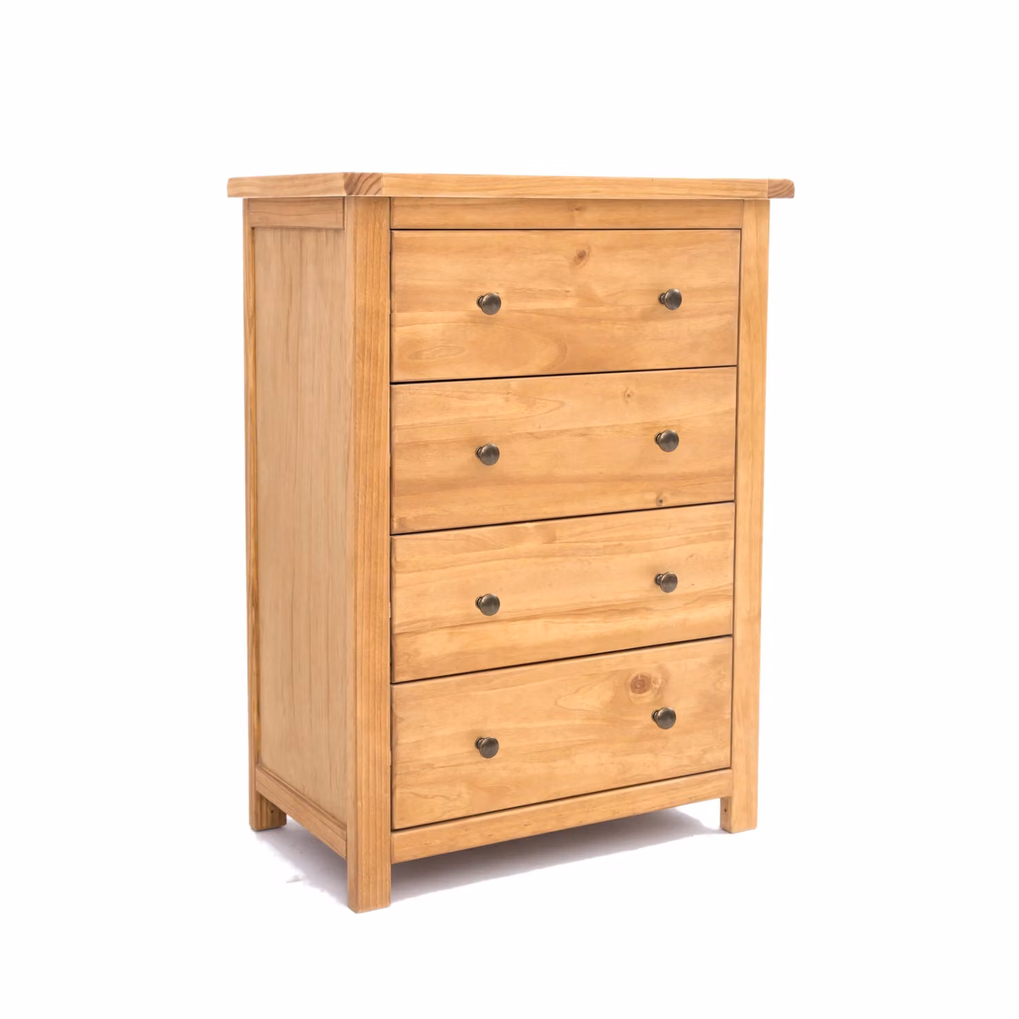 Cabinet Bits Lugo 4 Drawer Chest of Drawers in Brown Waxed Pine with Brass Knobs – 2