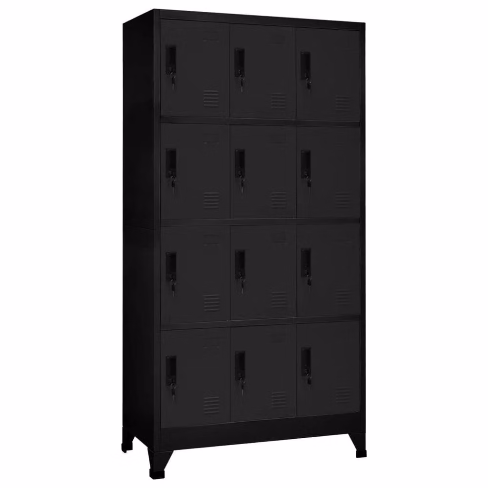 Berkfield Home Modern Steel Locker Cabinet in Matt Black, W/D/H: 90 x 45 x 180 cm – 2