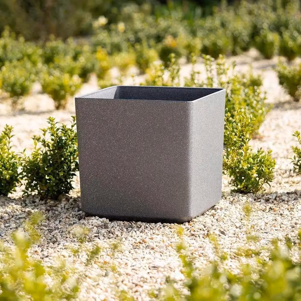 Primrose Cube Stone Effect Planter, Dark Grey, 43 cm – 2