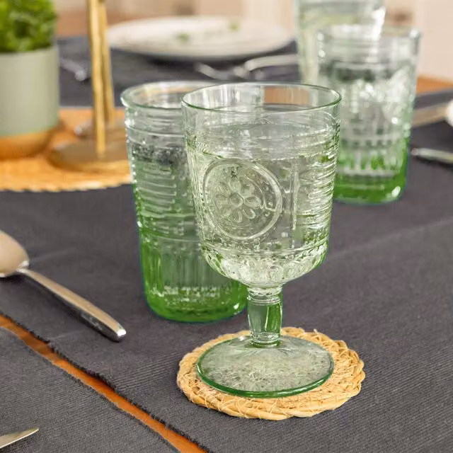 Bormioli Rocco Floral Romantic Wine Glasses, Green, 320 ml, Pack of 12