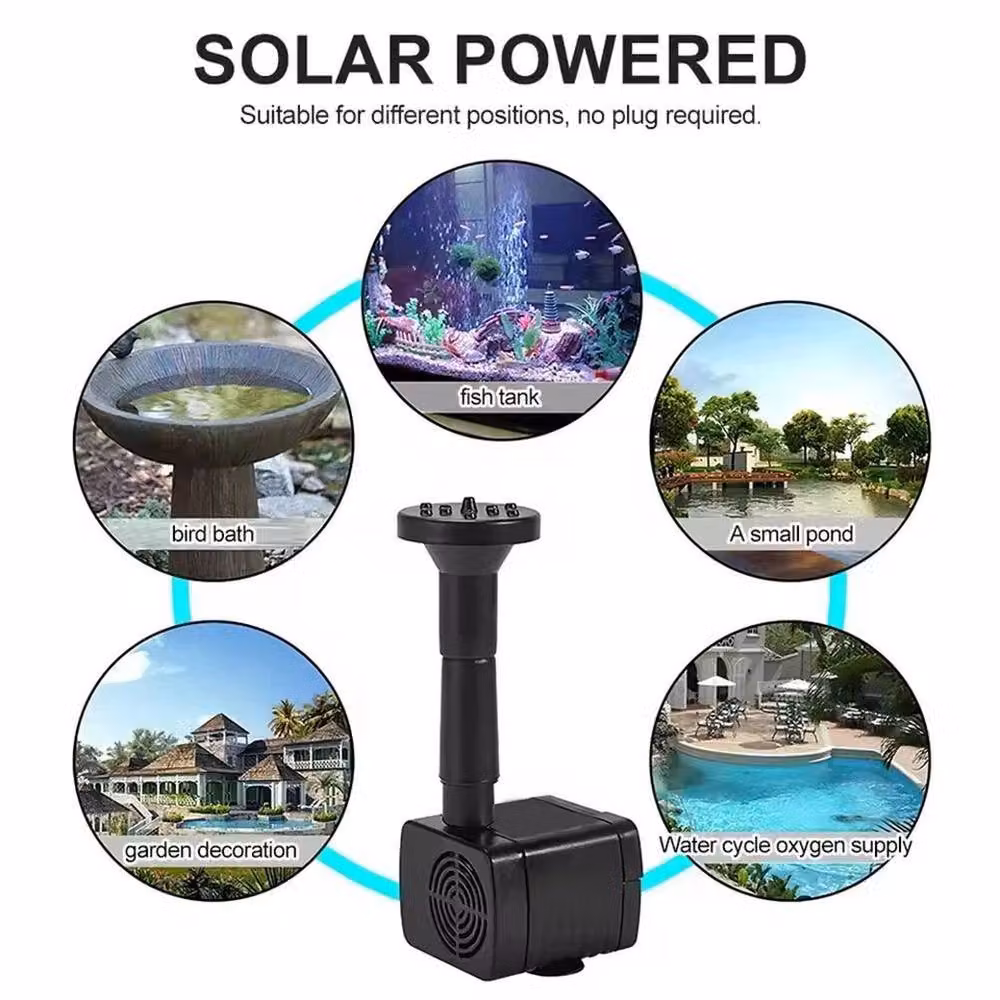 FLAVORA Solar Water Fountain Pump Kit in Black with 220 L/H Flow Rate and 1000L Capacity – 4
