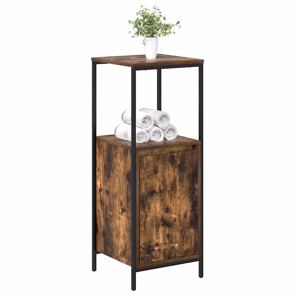 Berkfield Home Bathroom Cabinet with Shelves in Smoked Oak Brown, W/D/H: 36 x 35 x 95 cm – 3