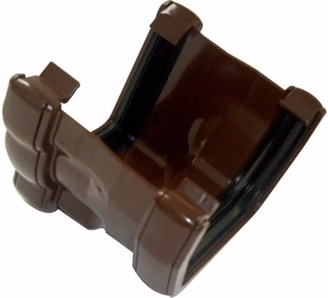 FloPlast PVC Half Round to PVC Ogee Right Hand Gutter Adaptor, Brown