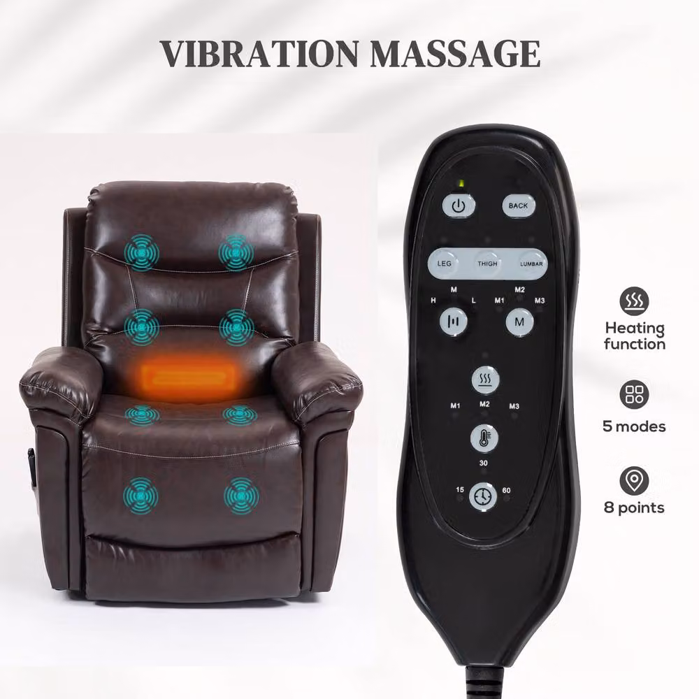 STILVORA Brown Relax Recliner Chair with USB, Massage and Powered Lift Assist – 6