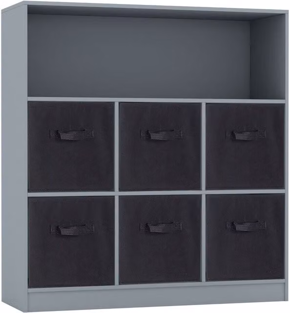 URBNLIVING 7 Cube Wooden Bookcase Storage Unit in Anthracite and Black
