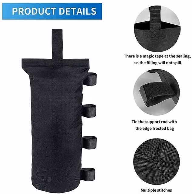 NESTLUNE 4 Pack Black Polyester Gazebo Foot Leg Pole Sandbag Weights, W/D/H: 100 x 15 cm – 1