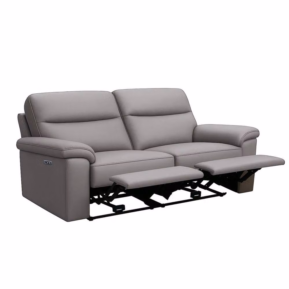 Aspire Marlowe Real Leather Power Recliner 3+1+1 Sofa Set with USB Charging in Grey – 3