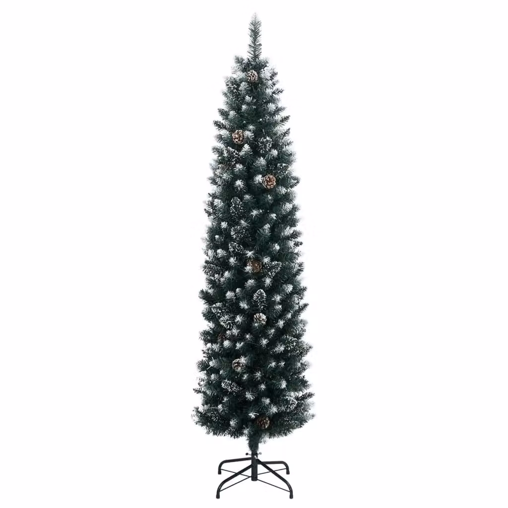 Berkfield Home Artificial Slim Green Christmas Tree with 300 Warm White LEDs, Height: 210 cm – 2