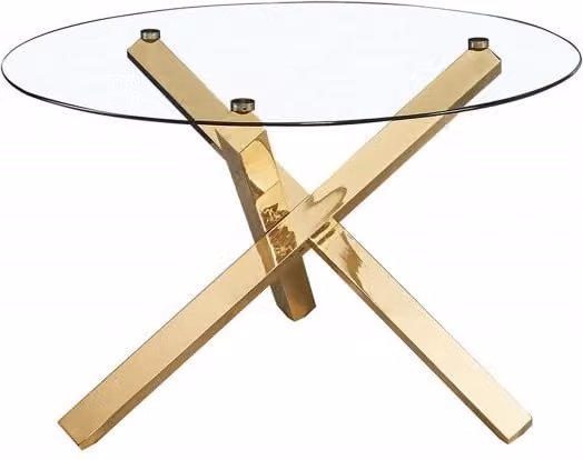 Lemon Pavilion Furniture Capri Square Glass Dining Table with Gold Legs, W: 120 cm, D: 120 cm, H: 75.8 cm