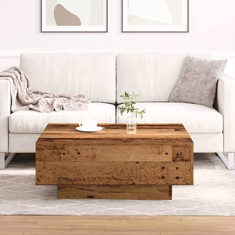 Berkfield Home Square Coffee Table in Brown Oak Wood, W/D/H: 80 x 80 x 31 cm – 2