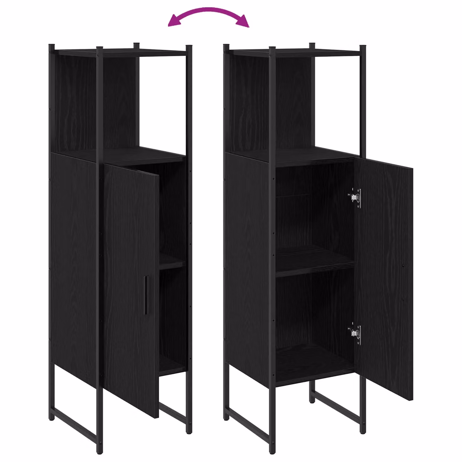 Berkfield Home Black Oak Bathroom Cabinet, W/D/H: 33 x 33 x 120 cm – 3