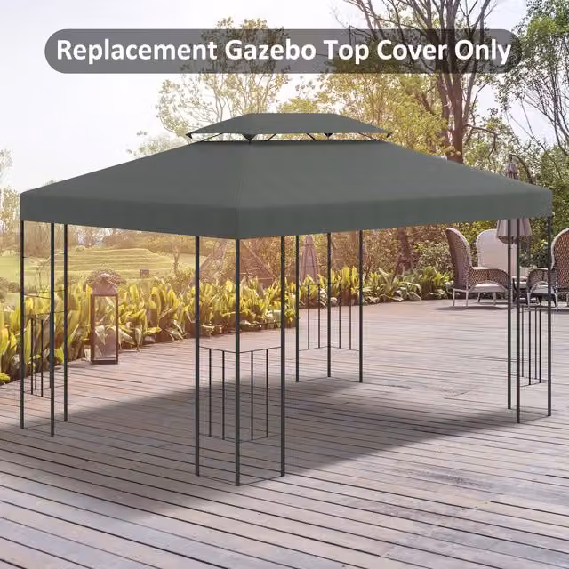 Outsunny Replacement Patio Gazebo Tent Cover in Deep Grey Polyester