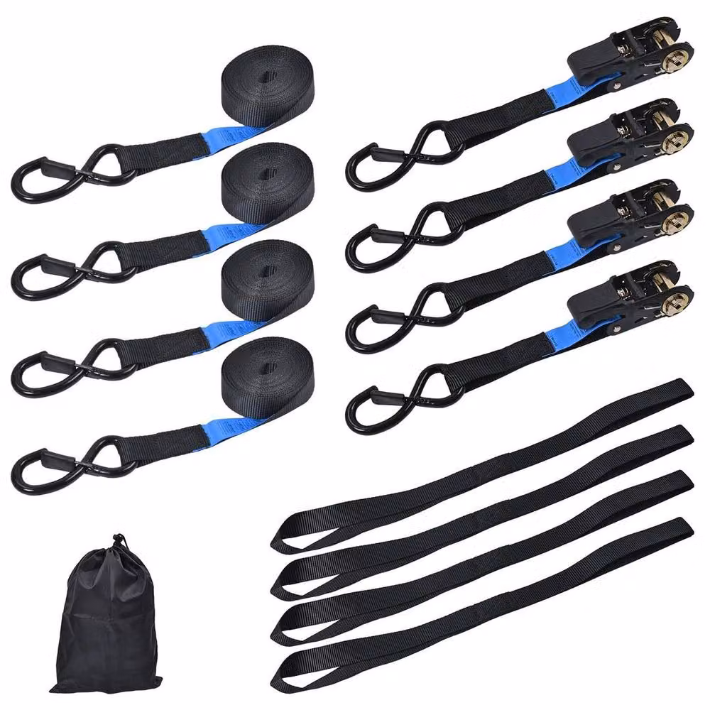 SPETLEK 4-Pack Heavy Duty Ratchet Tie Down Straps, Black, Length: 5 m – 2