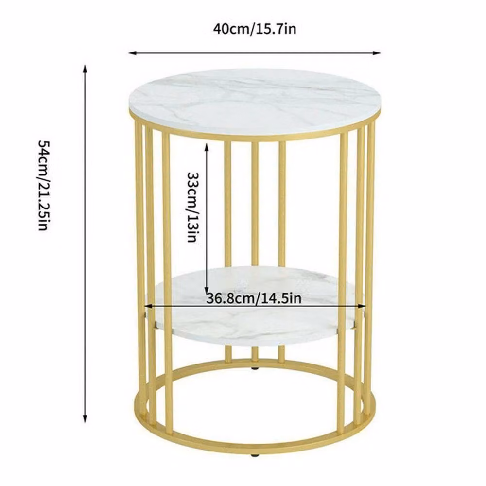 FLAVORA Gold and Black Round Ceramic Coffee Table with Stone and Metal Accents – 2