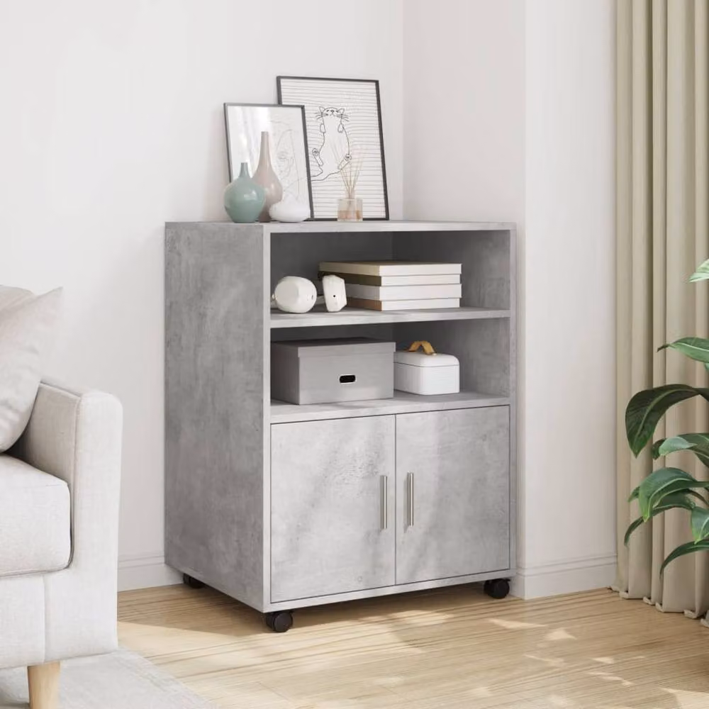 Berkfield Home Rolling Cabinet in Concrete Grey, W/D/H: 60 x 48 x 81 cm – 2