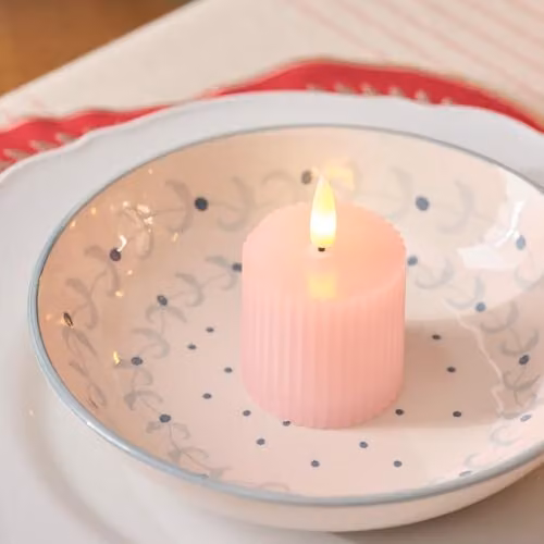 Lights4fun Set of 6 TruGlow Blush Pink Ribbed LED Votive Candles with Remote Control and Timer – 2