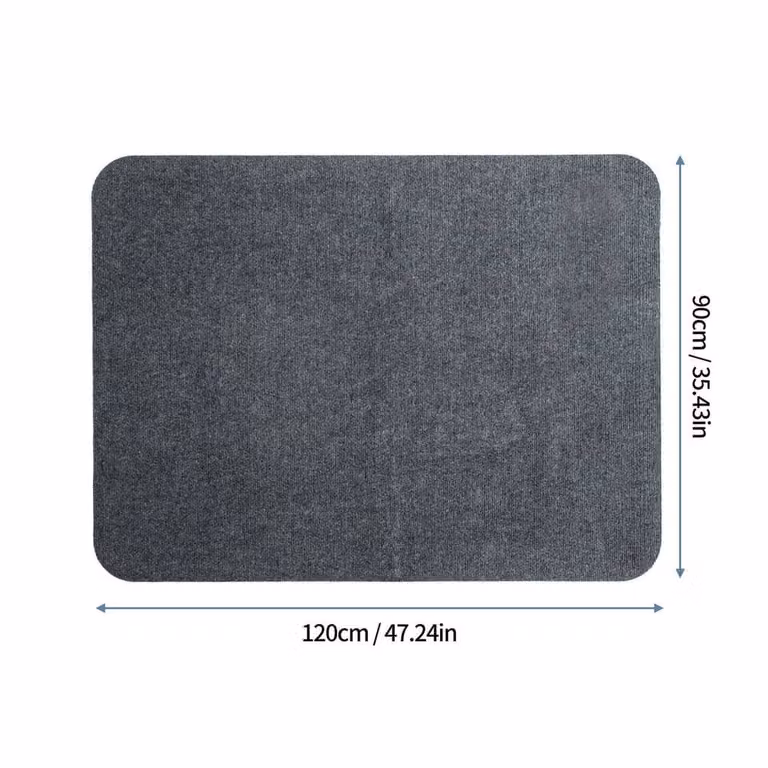 Havendro Non-Slip Hardwood Chair Mat in Grey, W: 120 cm, D: 100 cm